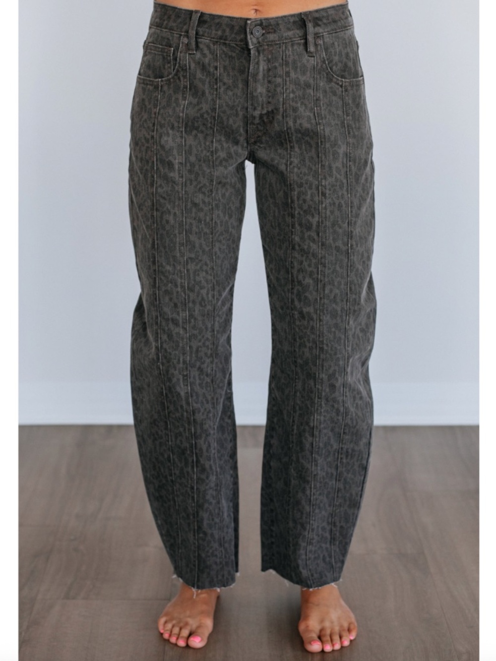 Hidden Sammie High Rise Barrel Jean Dark Cheetah